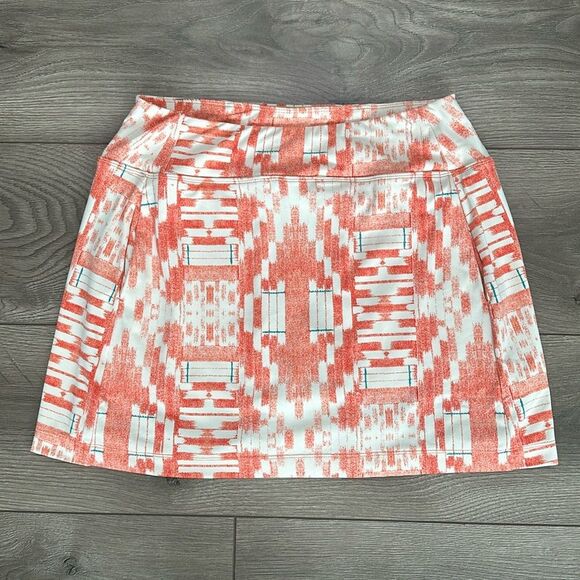 Title Nine 15” Pocket Dream Skort INCA Geometric Pattern Orange Cream Size Small - Picture 1 of 10